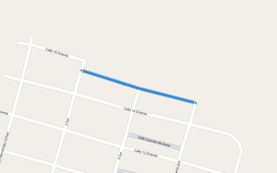 Callejón Andador de las Flores walking route map in Túxpam de Rodríguez Cano