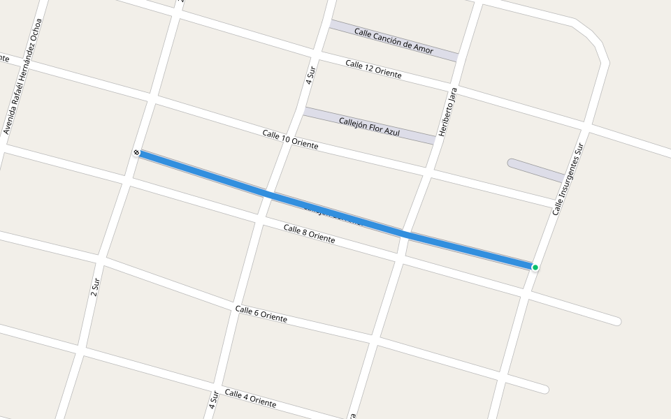 Callejón del Amor walking route map in Túxpam de Rodríguez Cano