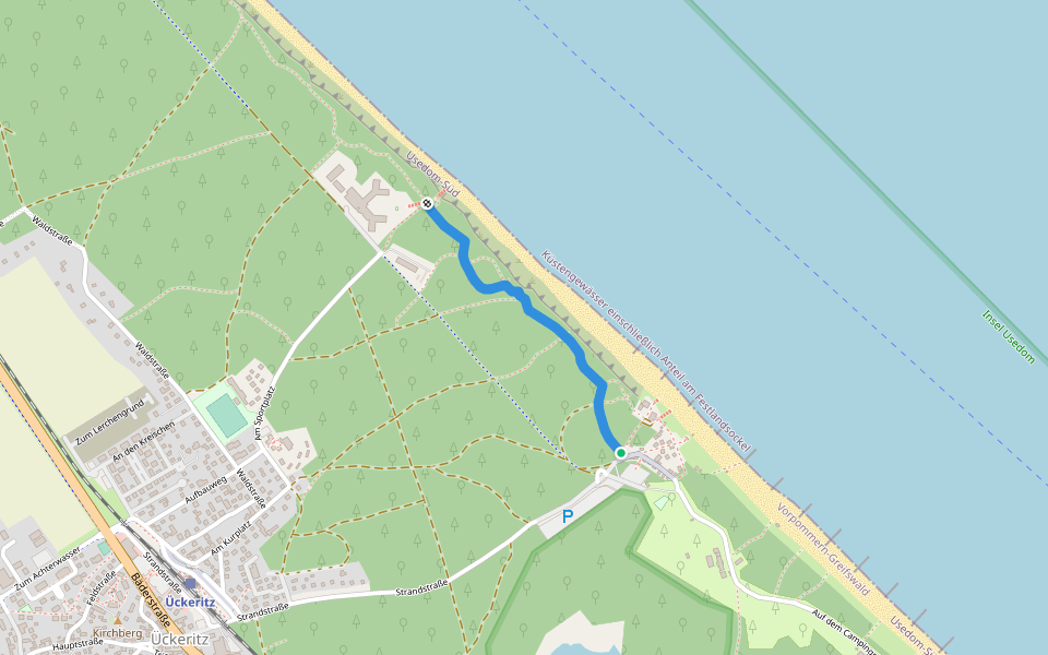 Naturpromenade walking route map in Ückeritz