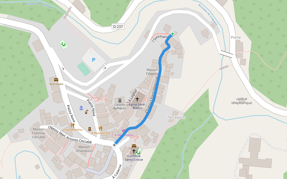 Chjassu I Forni Impicciati walking route map in Vescovato