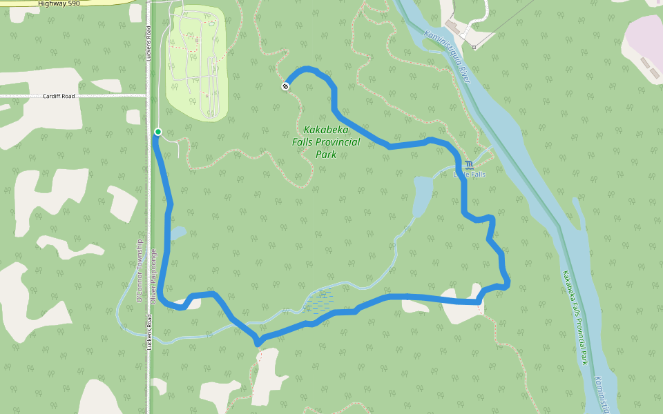 Beaver Meadow Trail walking route map in Kakabeka Falls