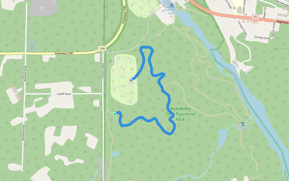 Poplar Point Trail walking route map in Kakabeka Falls