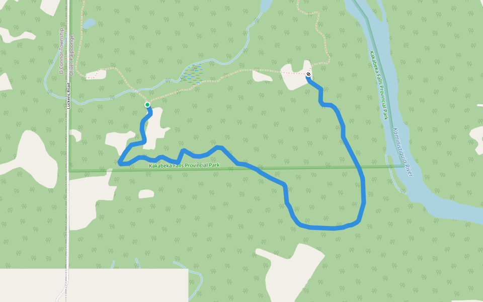 River Terrace Trail walking route map in Kakabeka Falls