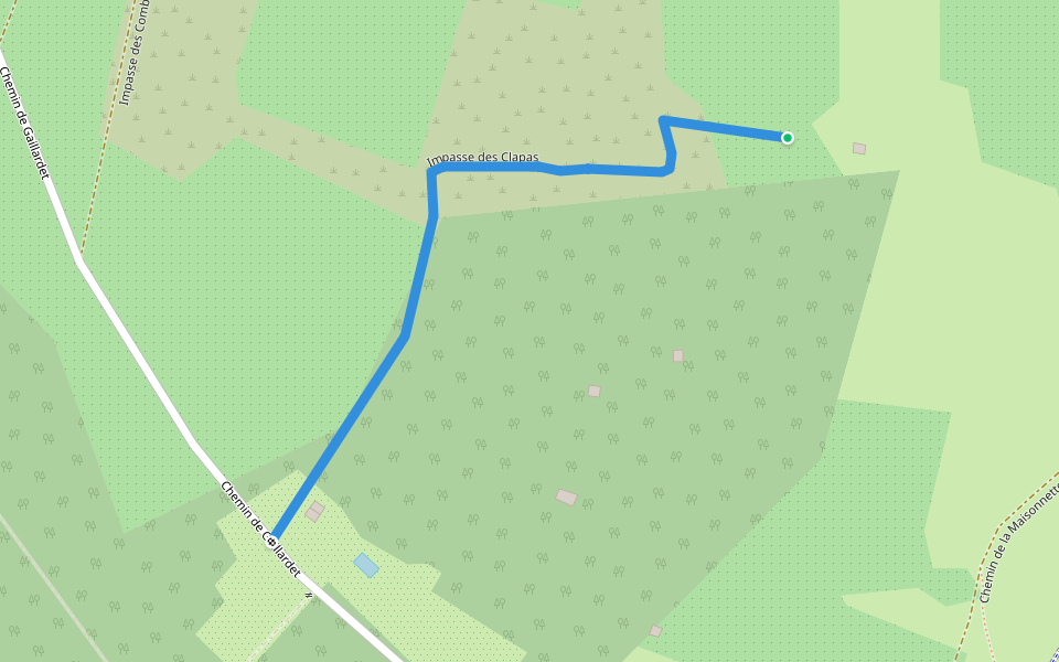 Impasse des Clapas walking route map in Sommières