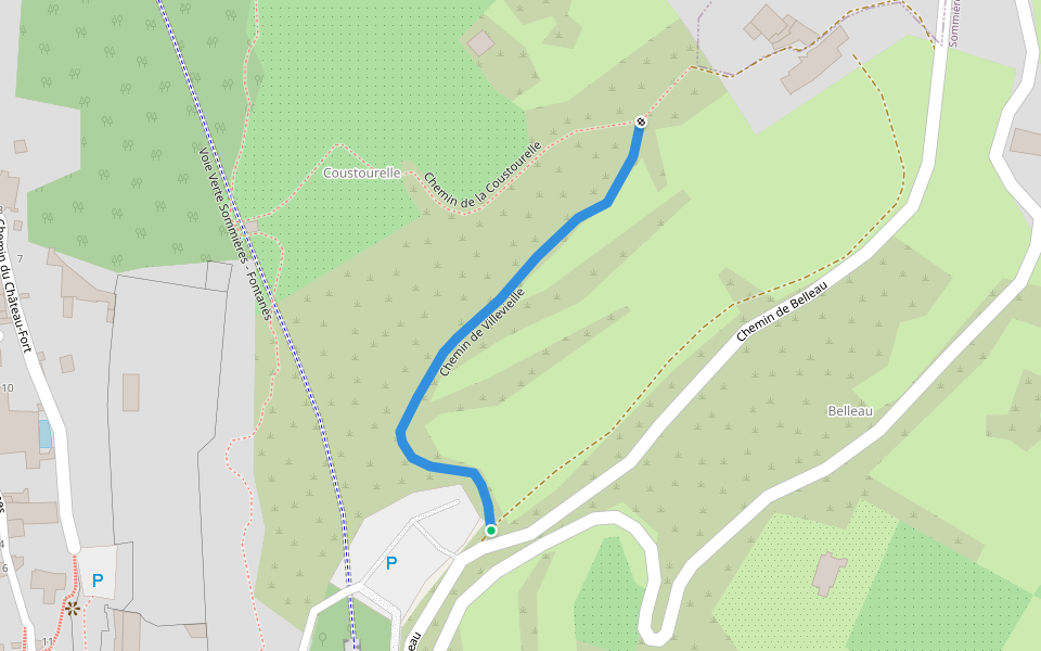Chemin de Villevieille walking route map in Sommières