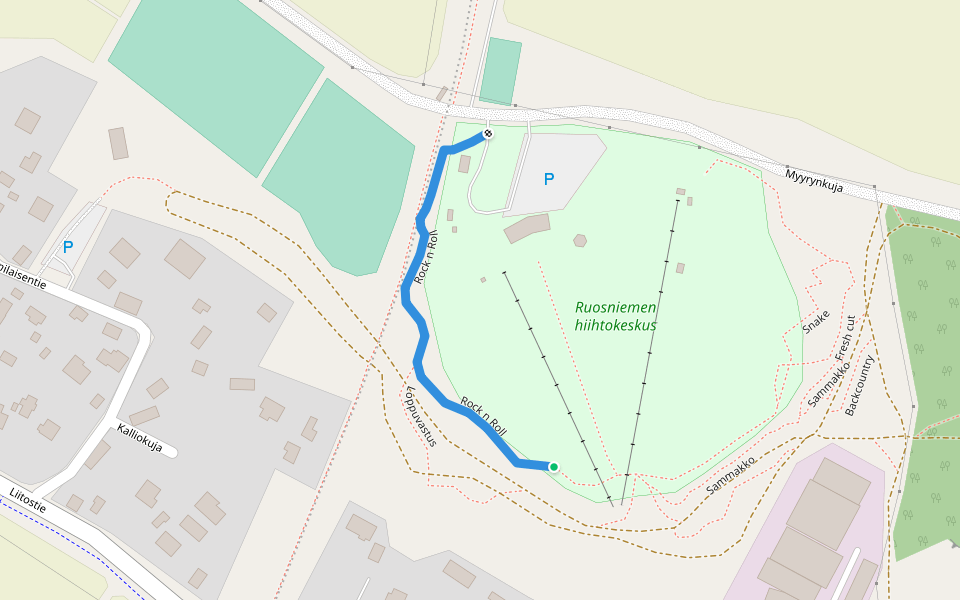 Rock n Roll walking route map in Pori