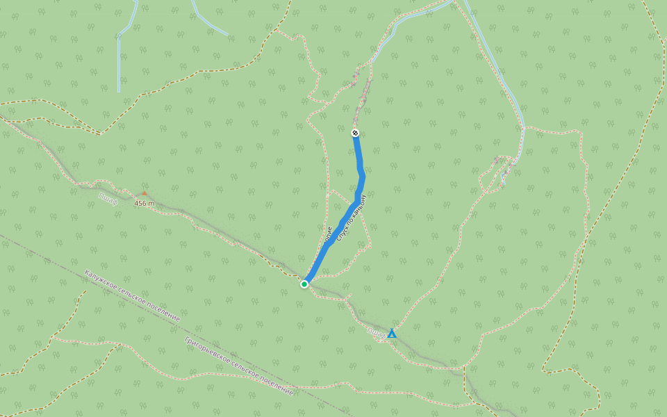 Спуск по каньону walking route map in Chernokolovo