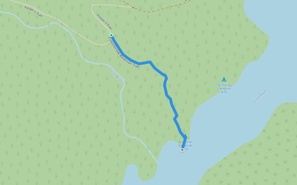 Cottonbrook Reservoir Trail walking route map in Waterbury