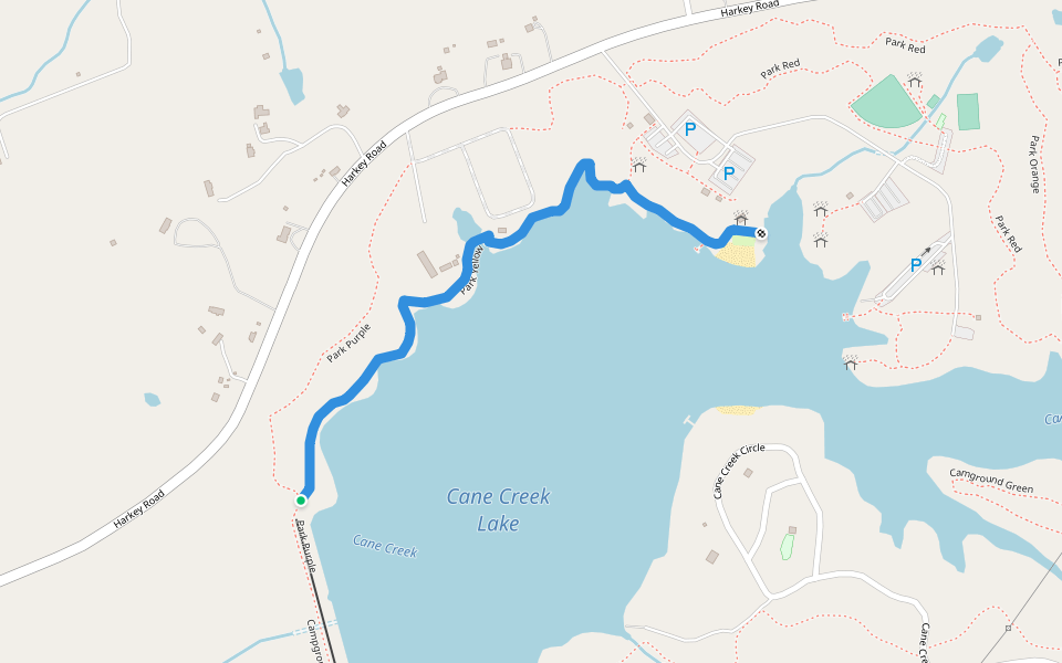 Park Yellow walking route map in Waxhaw