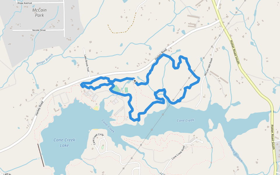 Park Red walking route map in Waxhaw