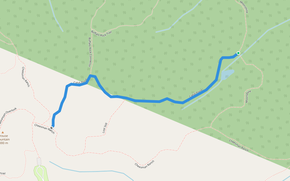 Cahill Pond walking route map in Divide