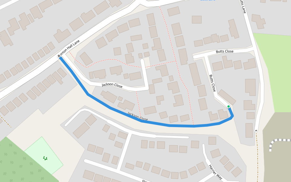 Jackson Close walking route map in Norton Canes