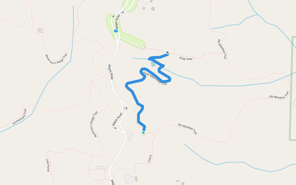 Peak View Pond walking route map in Divide