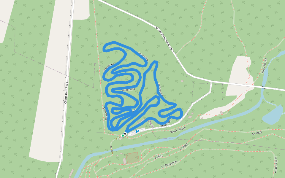 Serpentine walking route map in Charlo