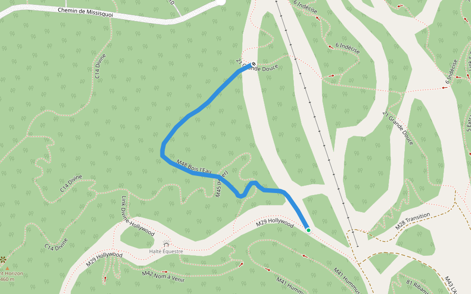 Bois l'Eau walking route map in Bromont