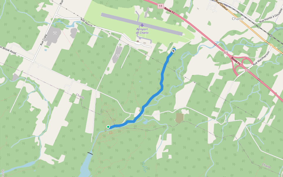Vieux Moulin walking route map in Charlo