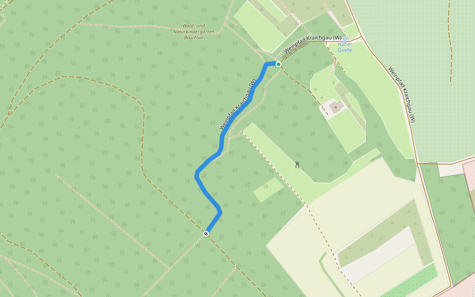 Weinpfad Kraichgau (W) walking route map in Bruchsal