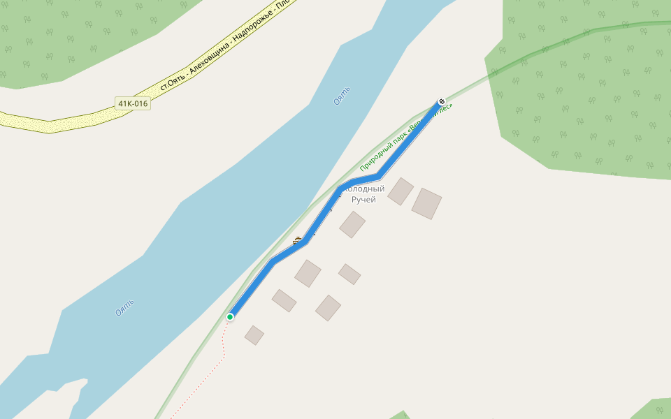 Заречная улица walking route map in Norgino