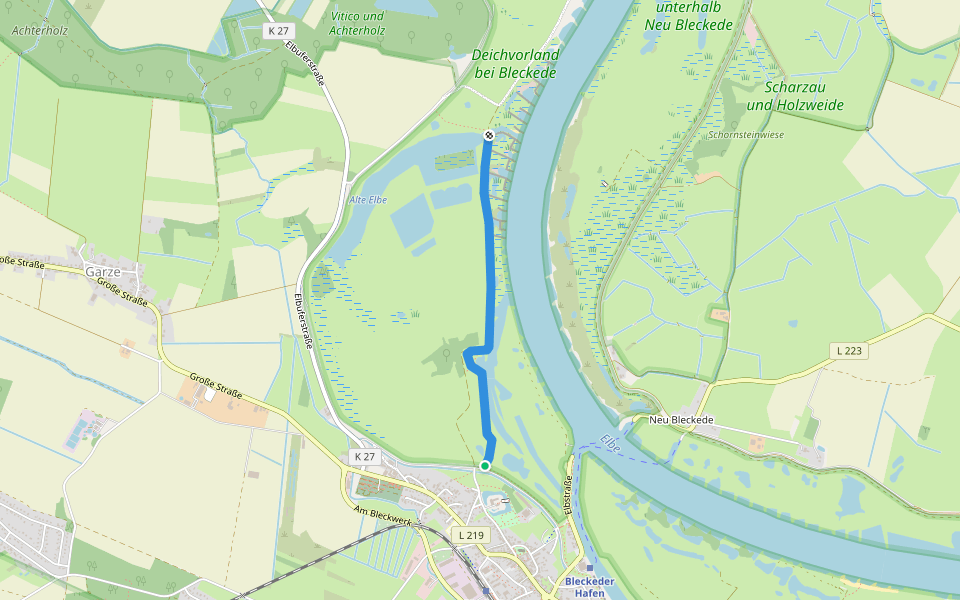 Sommerdeich walking route map in Bleckede