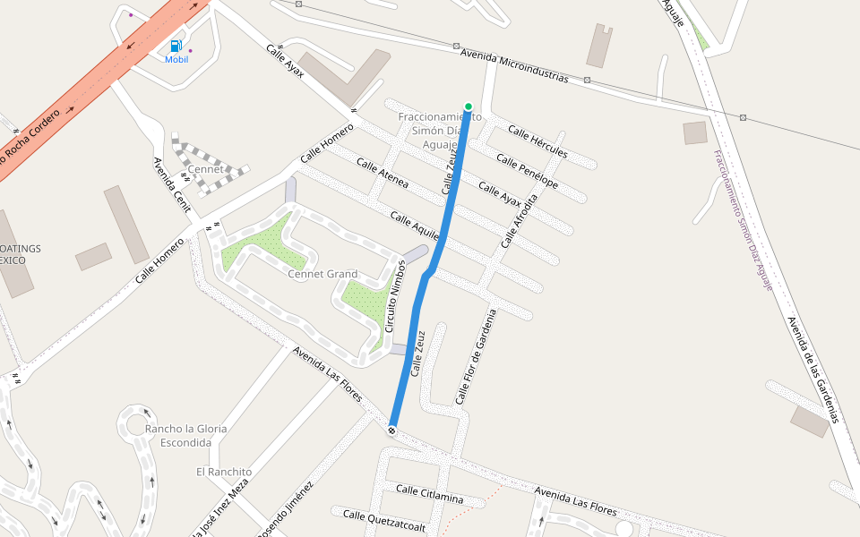 Calle Zeuz walking route map in San Luis Potosí