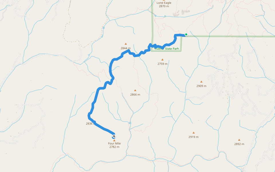 Four Mile Overlook walking route map in Divide