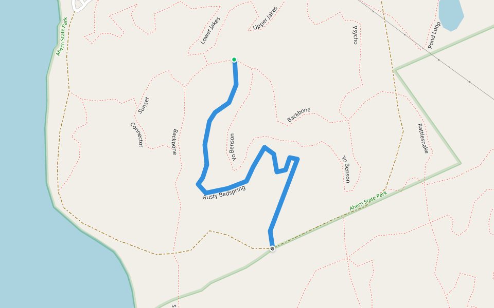 Rusty Bedspring walking route map in Laconia