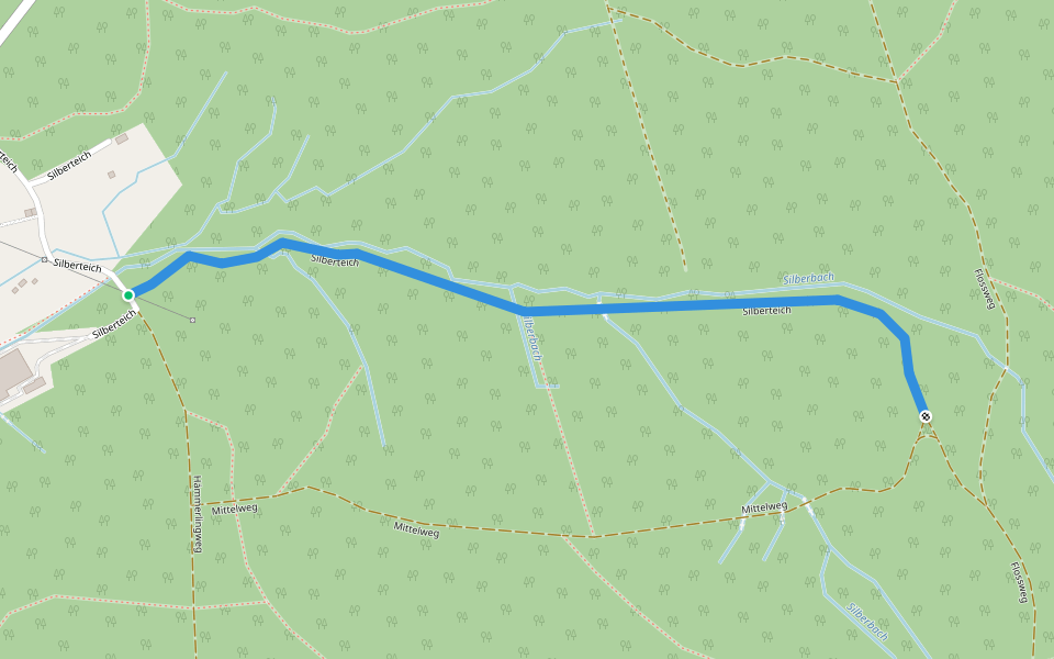 Silberteich walking route map in Grünbach