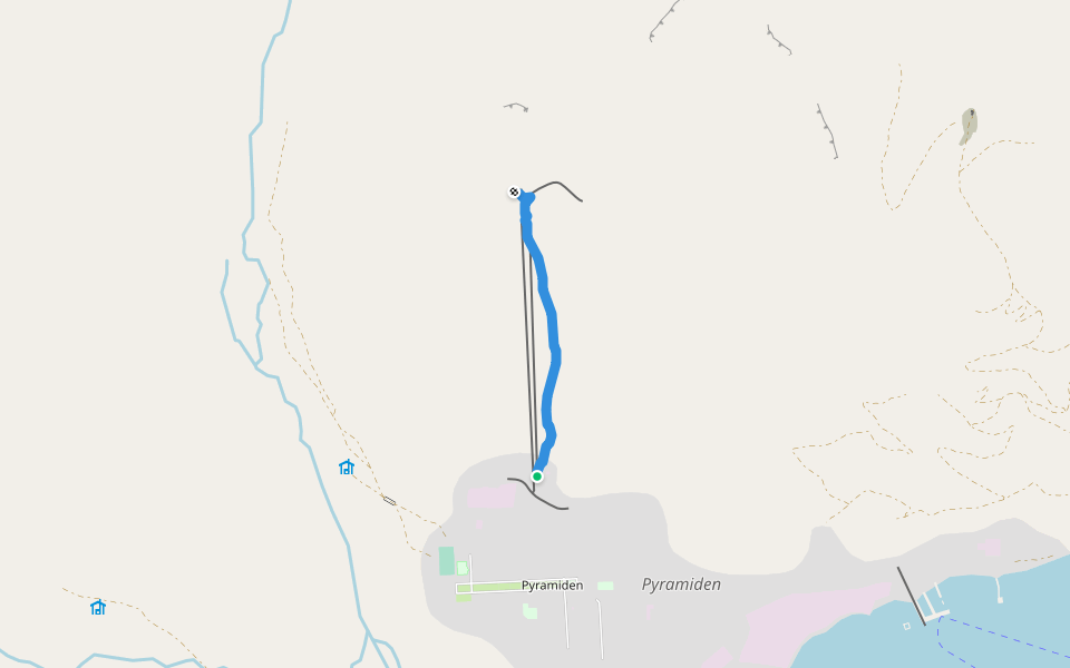 Trail to the mine entrance walking route map in Longyearbyen