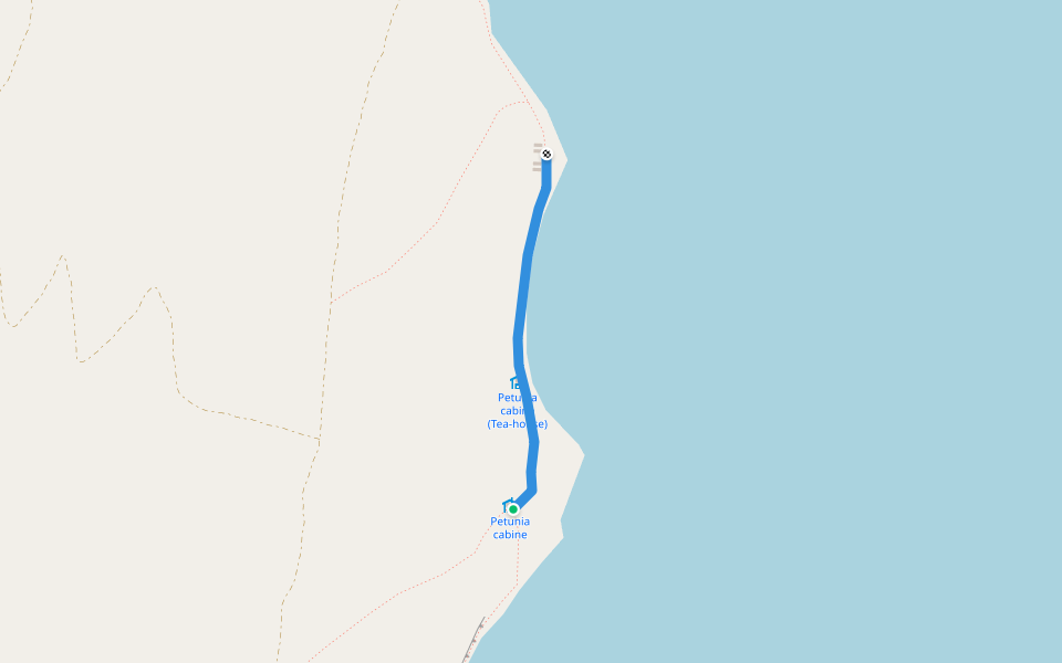 Trail to Petunia bay Scientific base walking route map in Longyearbyen