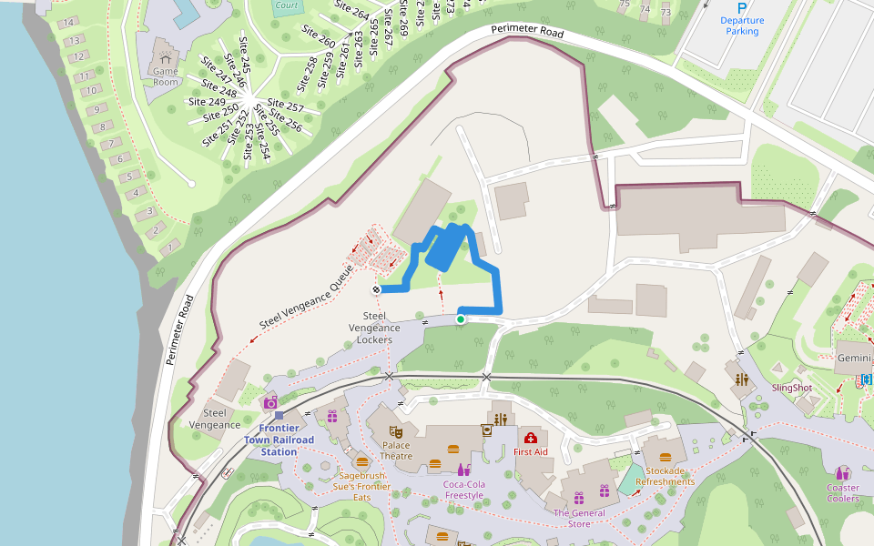 Steel Vengeance Extended Queue walking route map in Sandusky