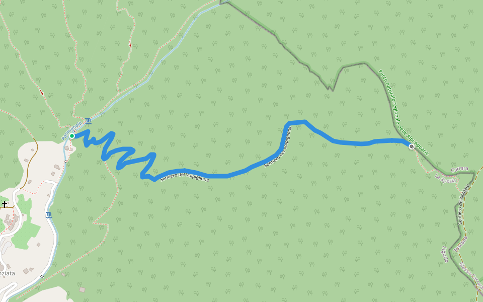 Sentiero del Volpiglione walking route map in Casano