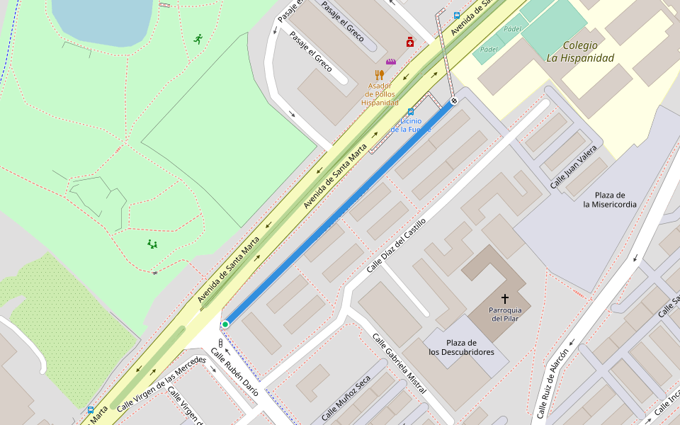 Calle Salvador Rueda walking route map in Huelva