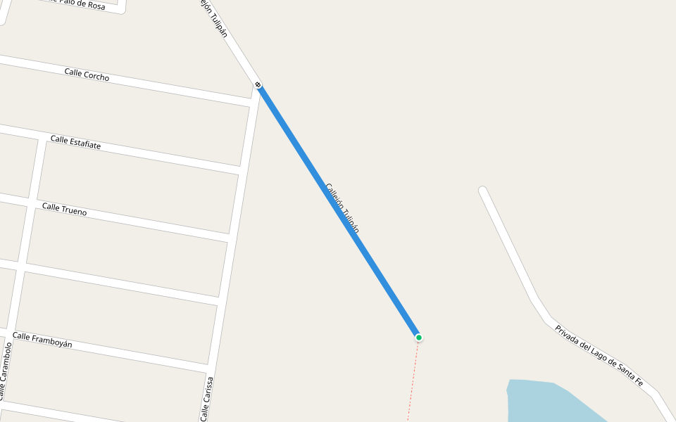 Callejón Tulipán walking route map in Miramar