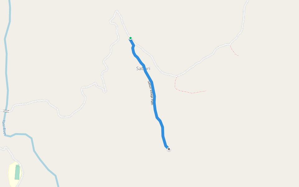 Saburi Village Path walking route map in Takari