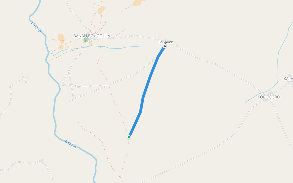 Route Bougouda walking route map in Baakara