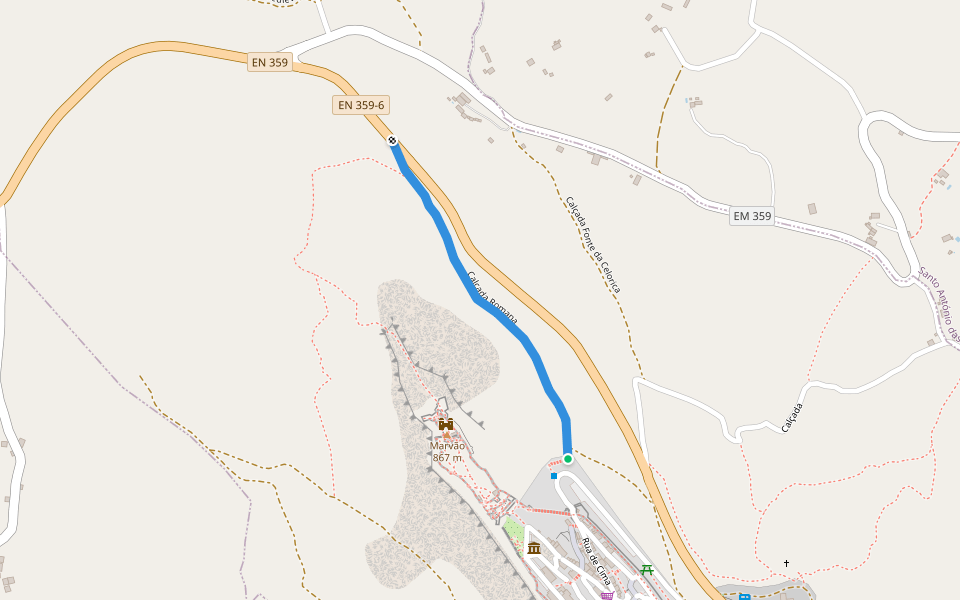 Calçada Romana walking route map in Reguengo