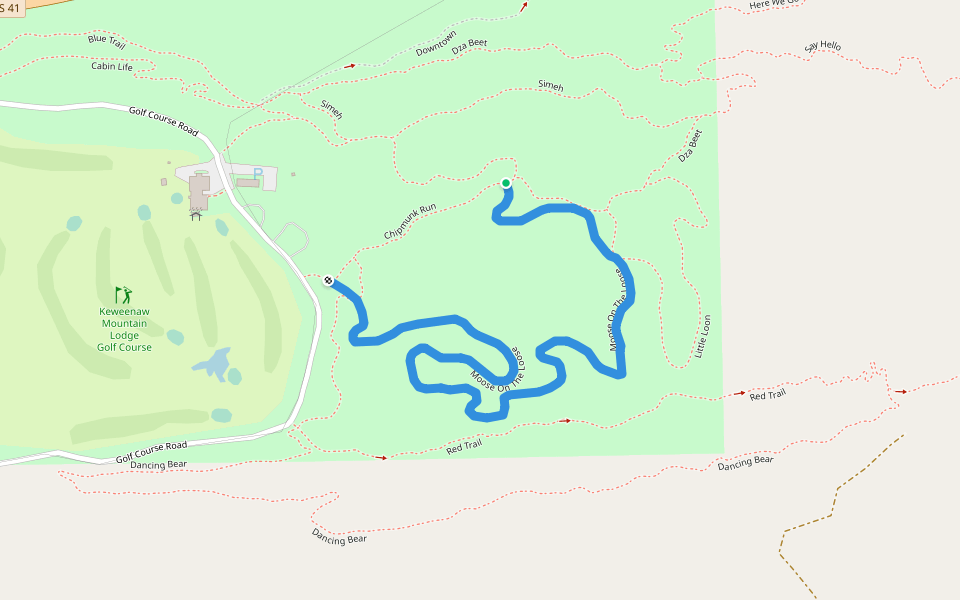 Moose On The Loose walking route map in Copper Harbor
