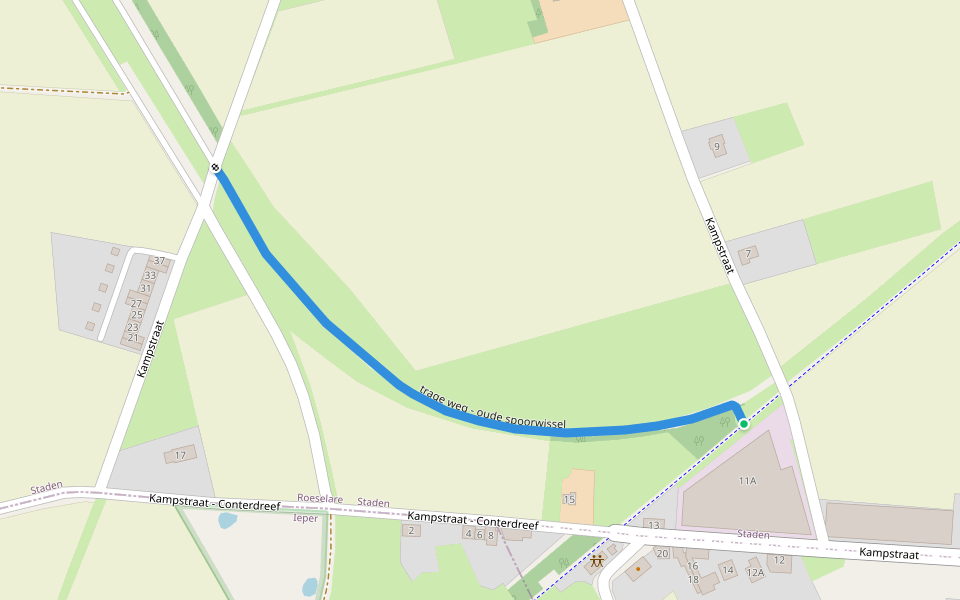 trage weg - oude spoorwissel walking route map in Staden