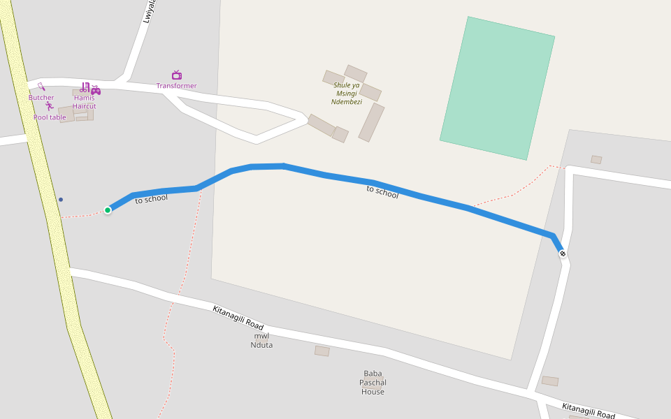 to school walking route map in Ndembezi