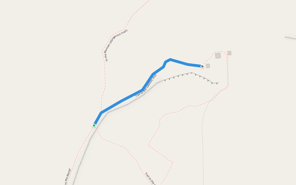 Trail to the satellite dish walking route map in Longyearbyen