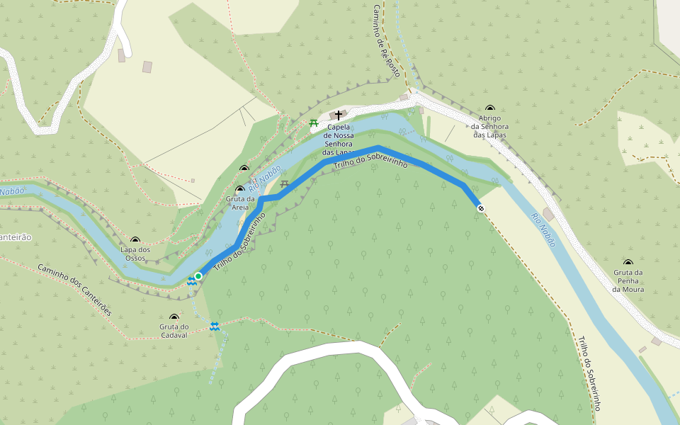 Trilho do Sobreirinho walking route map in Pedreira