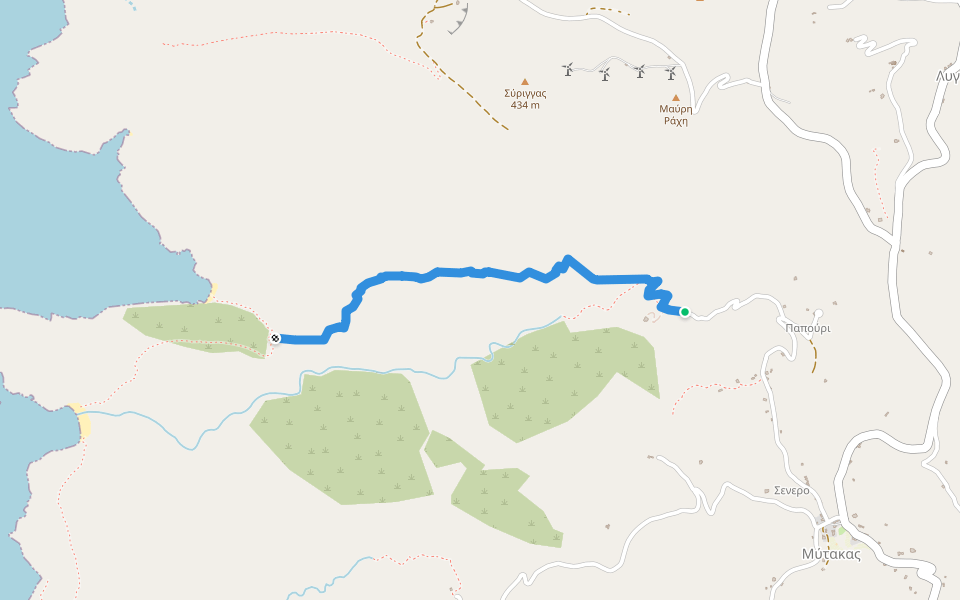 Παπούρι - Αετός / Βαρβαρούσα walking route map in Ermoupoli