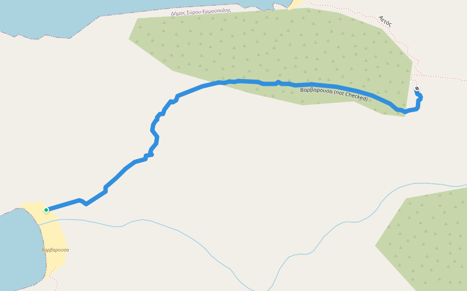 Βαρβαρουσα (not Checked) walking route map in Ermoupoli