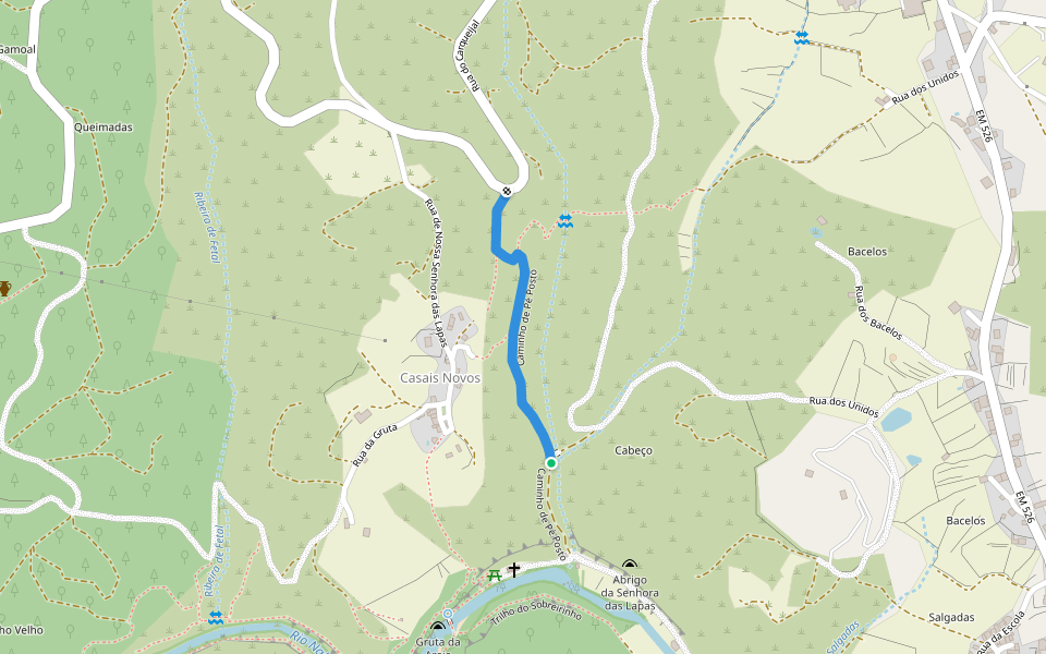 Caminho de Pé Posto walking route map in Pedreira