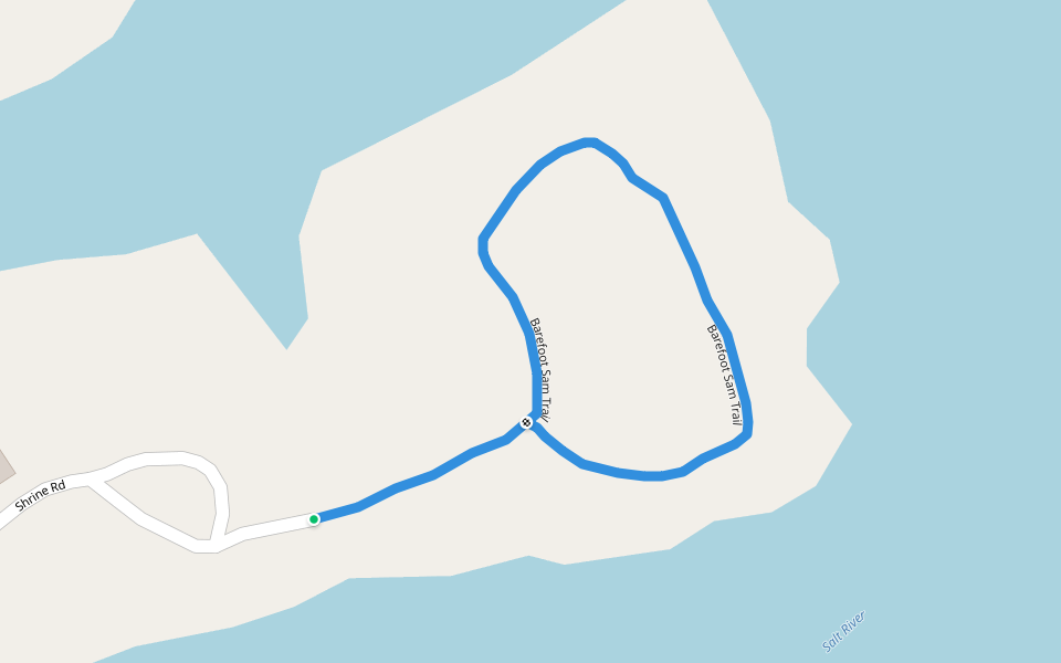Barefoot Sam Trail walking route map in Stoutsville