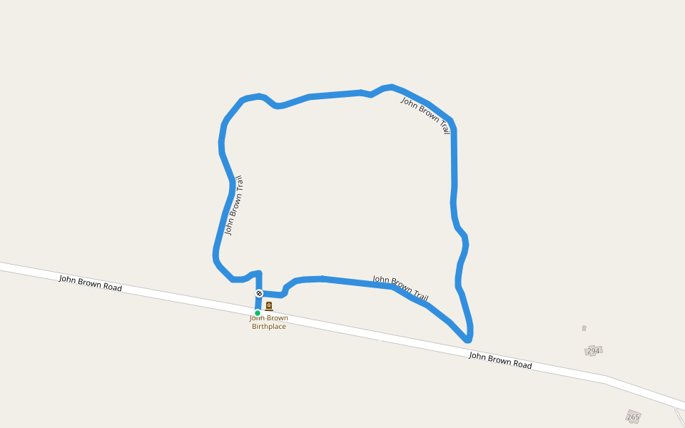 John Brown Trail walking route map in Torrington