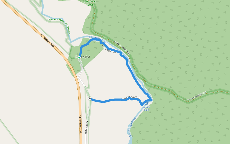 Auger Falls Trail walking route map in Wells