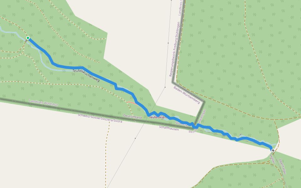 Teufelsküchenweg walking route map in Stühlingen