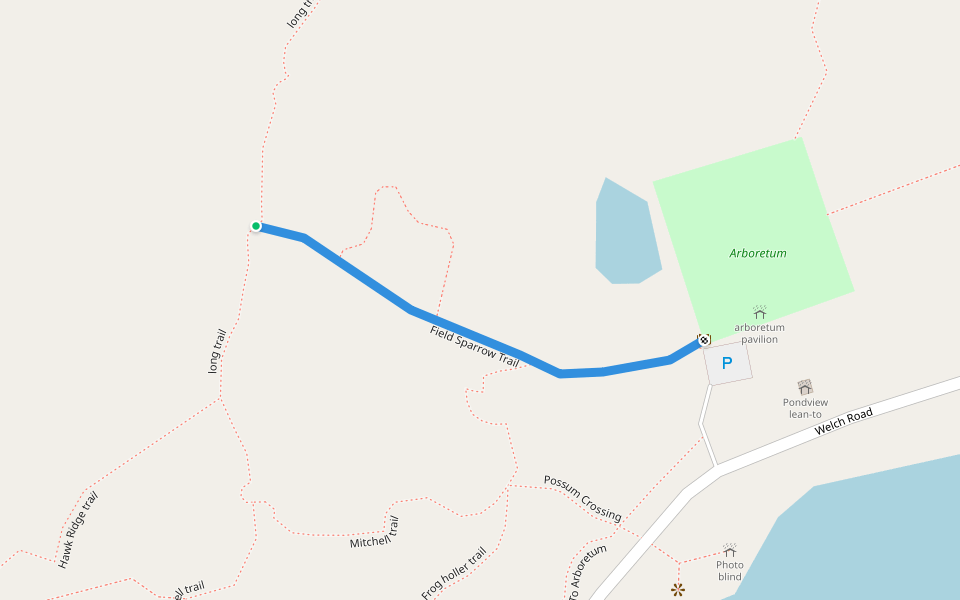 Field Sparrow Trail walking route map in North Java