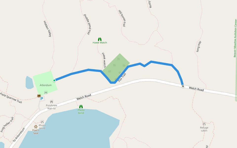 Fox Trail walking route map in North Java